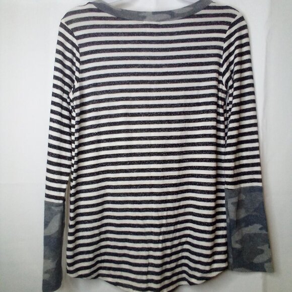 143 Story by Line Up Shirt women S Long Sleeve Soft Stretch Stripe Camo - Picture 10 of 15